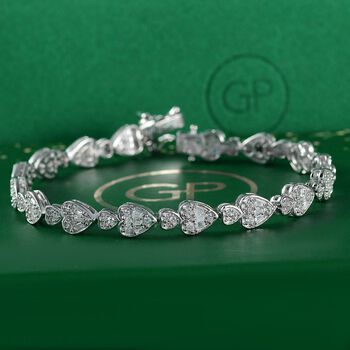 Wei&szlig;er Zirkon Armband ca. 19 cm 925 Silber rhodiniert ca. 4,98 ct.