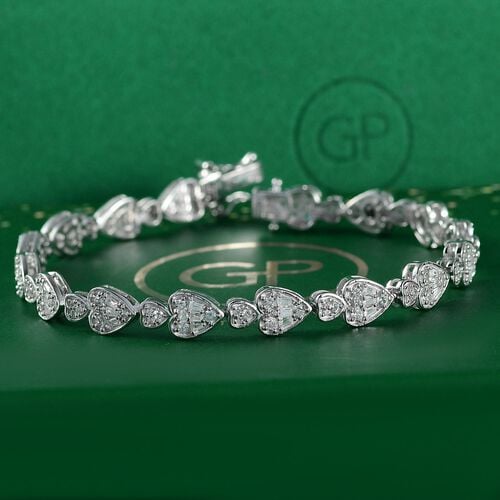 Weißer Zirkon Armband ca. 19 cm 925 Silber rhodiniert ca. 4,98 ct. image number 1