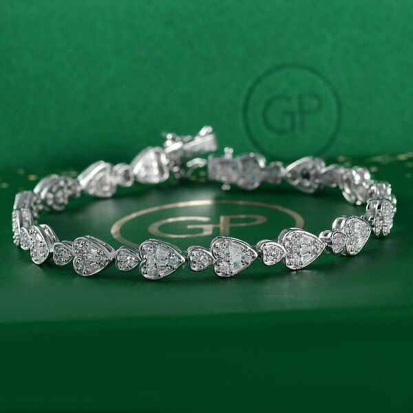 Weißer Zirkon Armband ca. 19 cm 925 Silber rhodiniert ca. 4,98 ct. image number 2