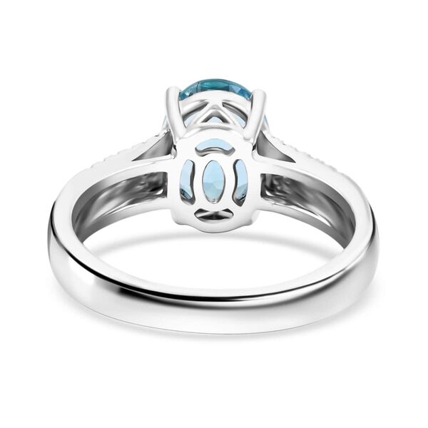 LUXORO zertifiziert und gepr&uuml;ft AAAA Santamaria Aquamarin und VS Diamant Ring in 417 Wei&szlig;gold - 1,75 ct. image number 4