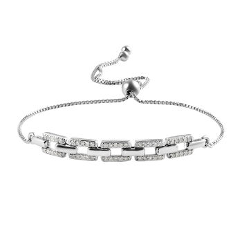 Diamant Bolo-Armband ca. 16-26 cm 925 Silber platiniert ca. 0,33 ct