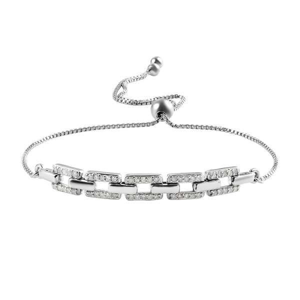 Verstellbares Diamant-Armband in Silber image number 0