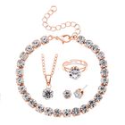 Wei&szlig;er Kristall Schmuckset Nickelfreies Messing ros&eacute;vergoldferben, Flexibles (Gr&ouml;&szlig;e 17.00-18.00)