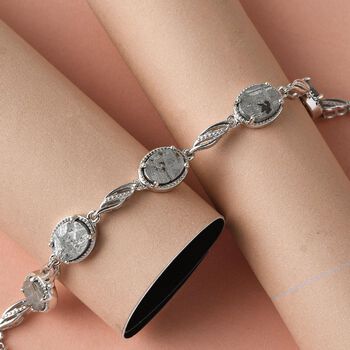 Meteorit Armband, ca. 19 cm, 925 Silber platiniert ca. 17.25 ct