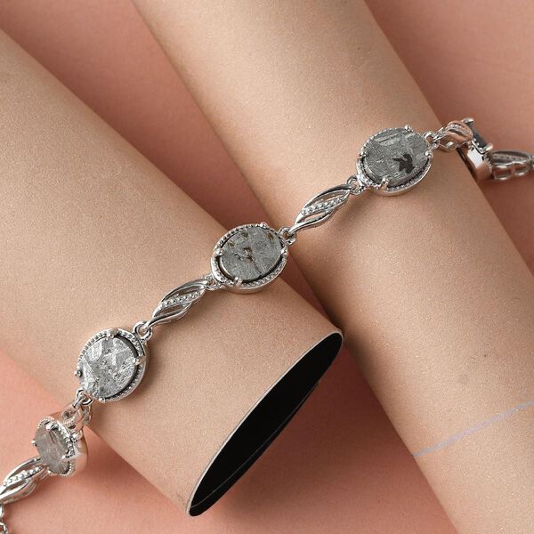 Meteorit Armband, ca. 19 cm, 925 Silber platiniert ca. 17.25 ct image number 2
