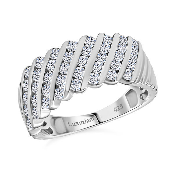 LUXURIANT SGL zertifizierter VS-EF Labor Diamant Ring, 925 Silber rhodiniert - 1 ct. image number 4