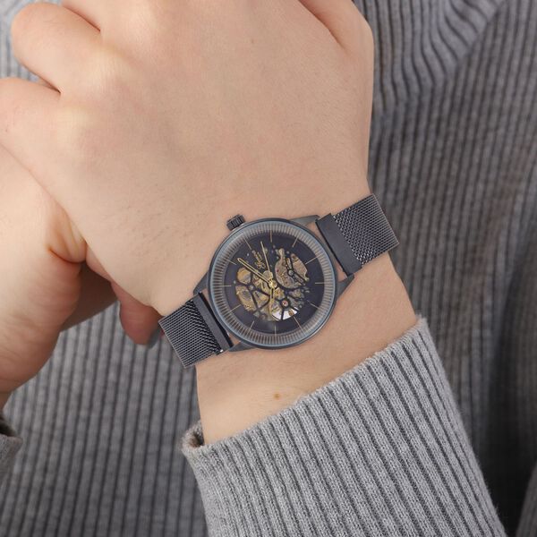 Reiner Edelstahl IP-Schwarz-Plattierung Uhren 10.25 cm ca. 35,00g image number 2