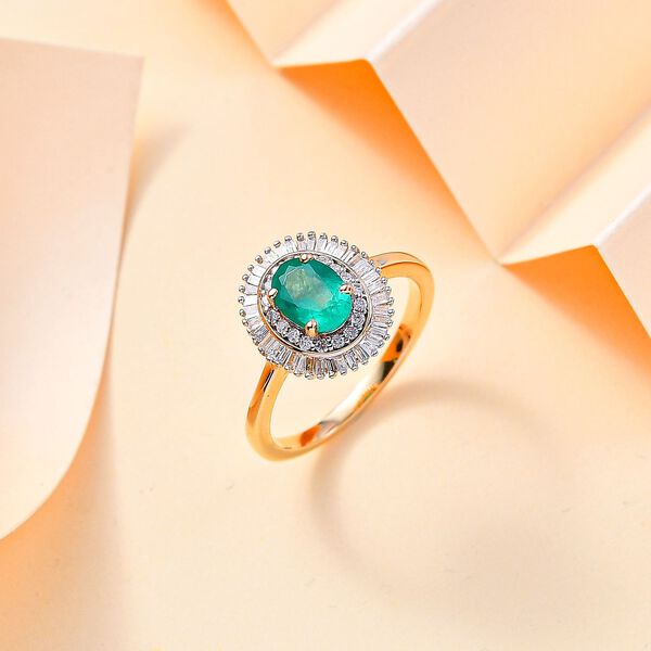 AAA Smaragd und Diamant Ring in 585 Gold - 1,07 ct. image number 9