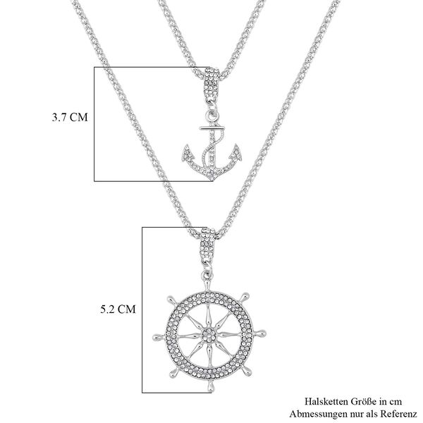 2er-Set - wei&szlig;e Kristall-Halskette in Silberton, 50 cm image number 5