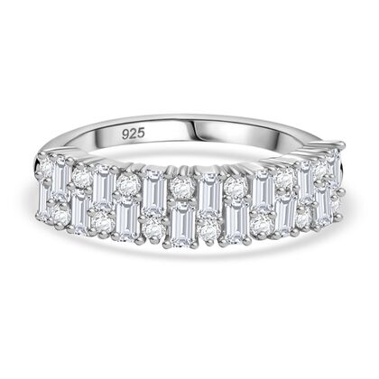 Moissanit Ring 925 Silber rhodiniert (Gr&ouml;&szlig;e 18.00) ca. 0.95 ct