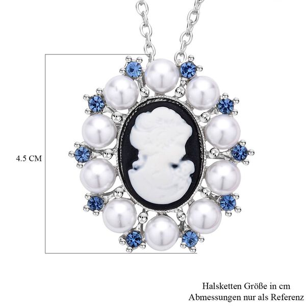 Kamee-Schmuck, Kunststoff Perlen Kette mit Anh&auml;nger, Silberfarben image number 5