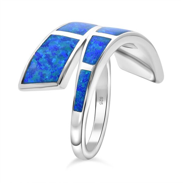 Simulierter blauer Opal Bypass Ring image number 4