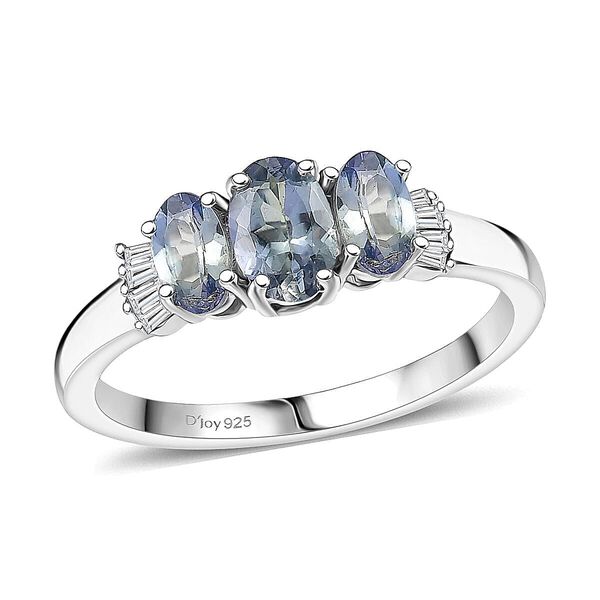 D'Joy Pfau Tansanit Ring 925 Silber rhodiniert (Gr&ouml;&szlig;e 20.00) ca. 1.12 ct