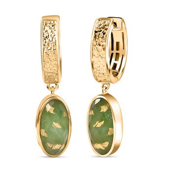 SHOPLC EXKLUSIV D'Joy Gr&uuml;n Blattgold-Quarz Ohrringe 925 Silber 750 Gelbgold Vermeil ca. 8.10 ct