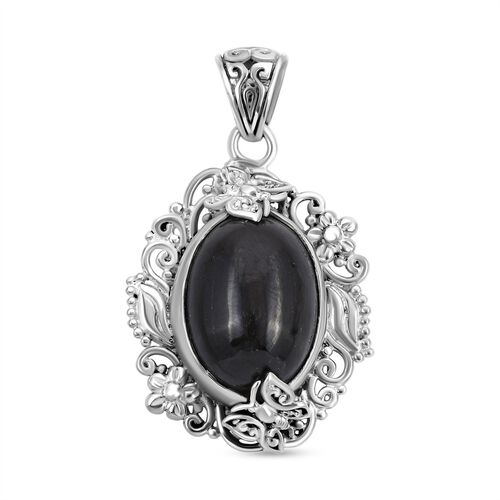 Royal Bali - Schwarz Stern Diopsid Anhänger, 925 Silber ca. 23.62 ct image number 0