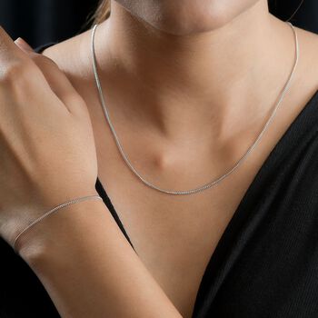 2er-Set Kordelkette und Armband, platiniertes Silber