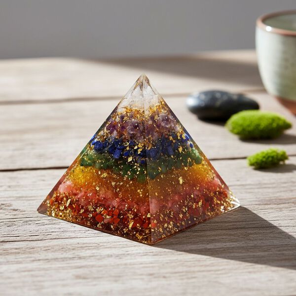 LIVMORE Kristall Pyramide Dekoration aus Kristall und Resin, 6cm, Mehrfarbig image number 2