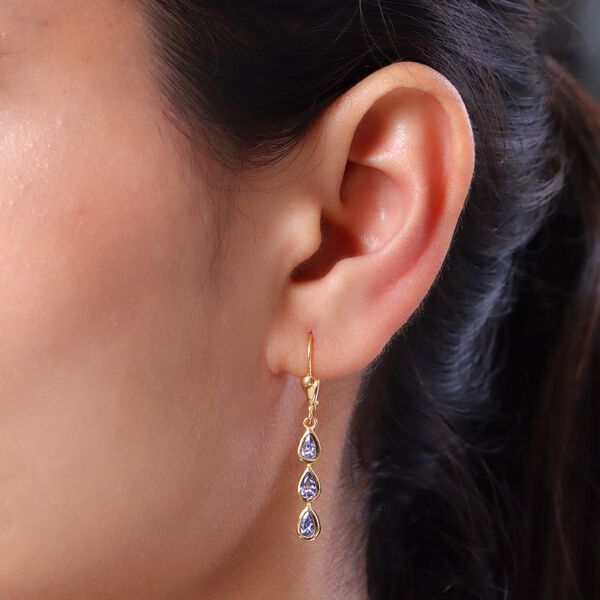 Tansanit Trilogie Ohrh&auml;nger in Silber 1,01 Ct image number 3