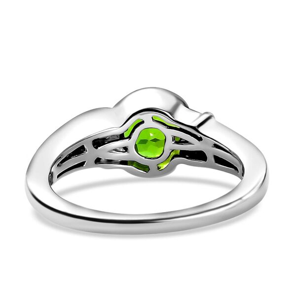Natürlicher Chromdiopsid und weißer Zirkon-Ring, 925 Silber platiniert  ca. 0,89 ct image number 7