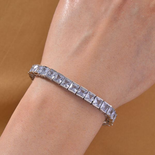 Weißer Zirkonia Armband ca. 18 cm mit 2.5 cm extender, silberfarben image number 1
