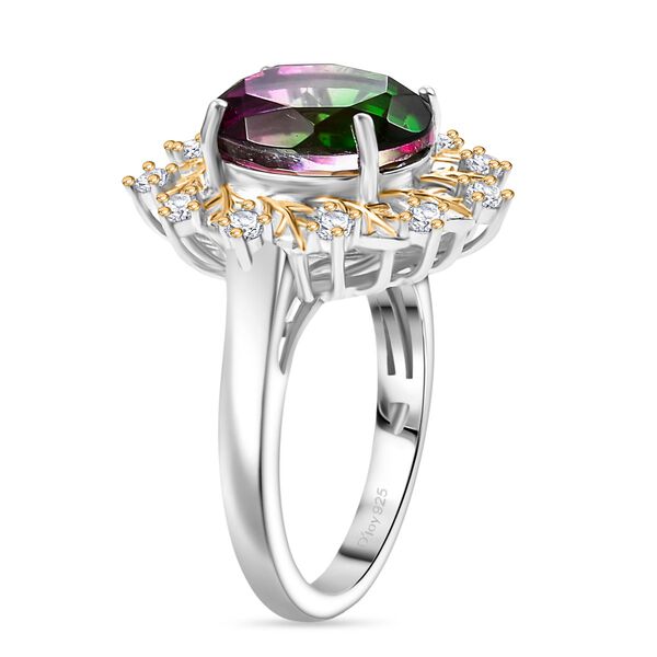 D'Joy Wassermelonen Triplett Quarz und Zirkon zweifarbiger Ring und Anhänger mit 45cm Kette image number 12