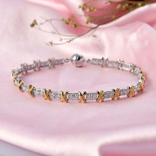 LUXURIANT SGL zertifiziertes SI-GH Labor Diamant 20cm zweifarbiges Armband - 3 ct. image number 2