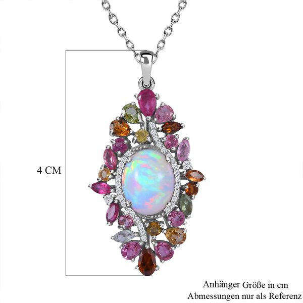 AA nat&uuml;rlicher, &auml;thiopischer Welo Opal, mehrfarbiger Turmalin und Zirkon-Anh&auml;nger mit Kette - 5,16 ct. image number 5