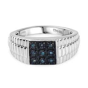 MÜNCHEN CLOSE OUT - D'Joy Blauer Diamant Ring 925 Silber rhodiniert (Größe 20.00) ca.