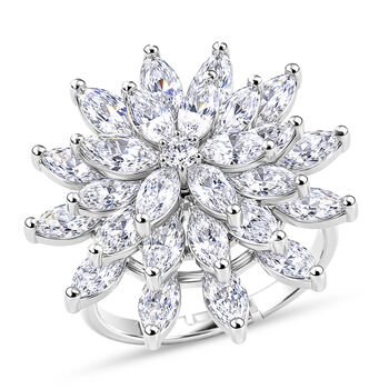 Wei&szlig;er Zirkonia Ring Nickelfreies Messing Flexibles, Silberfarben, Gro&szlig;e 19-20