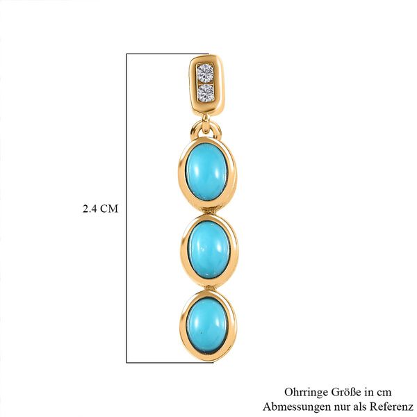 AA Sleeping Beauty T&uuml;rkis, Wei&szlig;er Zirkon Ohrringe 925 Silber 750 Gelbgold Vermeil ca. 1,19 ct. image number 7