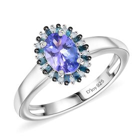 D'Joy Tansanit, Weißer Zirkon Ring 925 Silber rhodiniert (Größe 18.00) ca. 0,88 ct