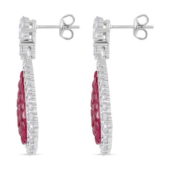Rubin-Farbe und wei&szlig;e Zirkonia Ohrringe
