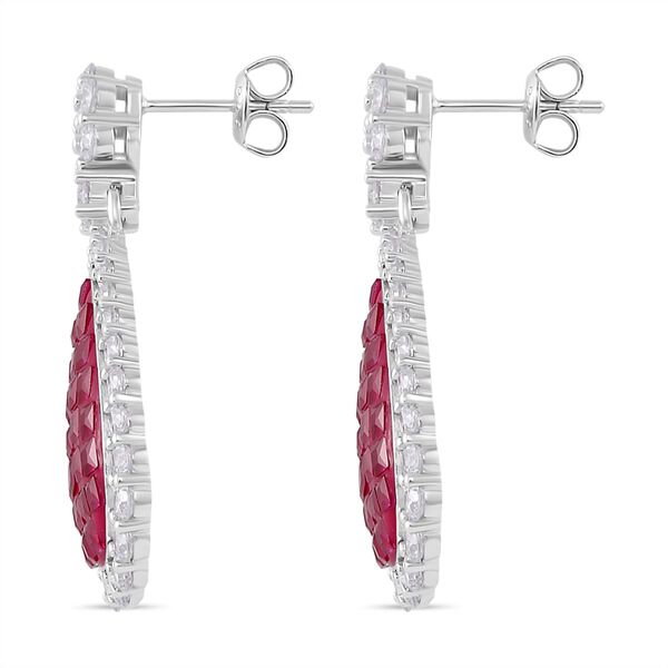 Rubin-Farbe und wei&szlig;e Zirkonia Ohrringe image number 4