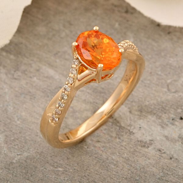 LUXORO zertifiziert und gepr&uuml;ft AAA Fanta Granat und Diamant Ring in 417 Gold - 1,70 ct. image number 1