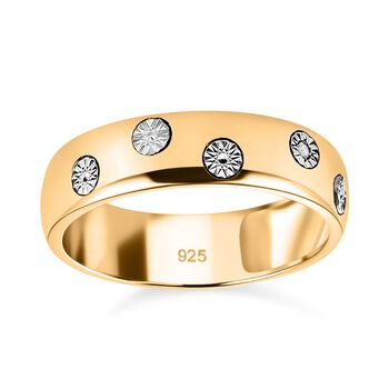 Wei&szlig;er Diamant Ring 925 Silber 750 Gelbgold Vermeil (Gr&ouml;&szlig;e 18.00)
