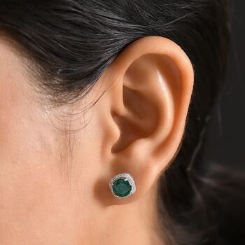 AAA Lab Grown Smaragd, Lab Grown Diamant Ohrringe 417 Gold ca. 3.40 ct