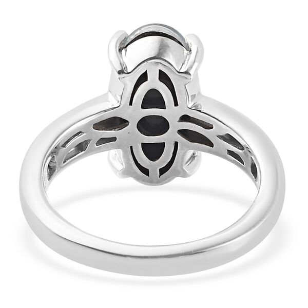 Boulder Opal Triplett  Solit&auml;r Ring 925 Silber Platin-&Uuml;berzug image number 3