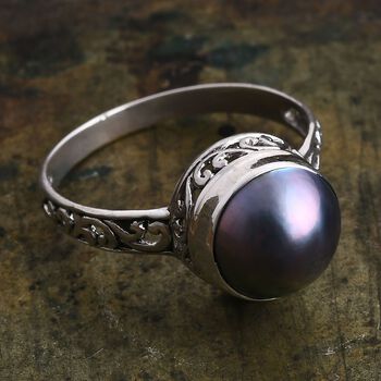 Royal Bali Kollektion - Blauer Mabe Perle Ring