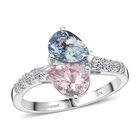 LUXURIANT DIAMOND - AAA Aquamarin, Rosa Morganit Ring 417 Gold (Gr&ouml;&szlig;e 20.00) ca. 3,03 ct