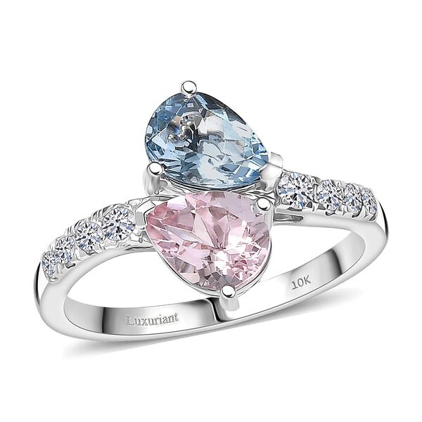 LUXURIANT DIAMOND - AAA Aquamarin, Rosa Morganit Ring 417 Gold (Gr&ouml;&szlig;e 20.00) ca. 3,03 ct