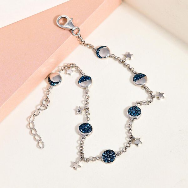 Blaues Diamant-Armband, 925 Silber platiniert, 0,50 ct. image number 2