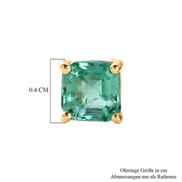 D'Joy AAA Kagem Sambischer Smaragd Ohrringe 925 Silber 750 Gelbgold vermeil ca. 0.64 ct image number 4