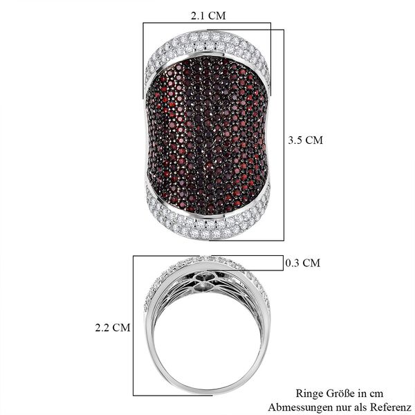 Nat&uuml;rlicher Mosambik Granat, Wei&szlig;er Zirkon Ring, 925 Silber Zweifarbig (Gr&ouml;&szlig;e 16.00) ca. 377.24 ct image number 7