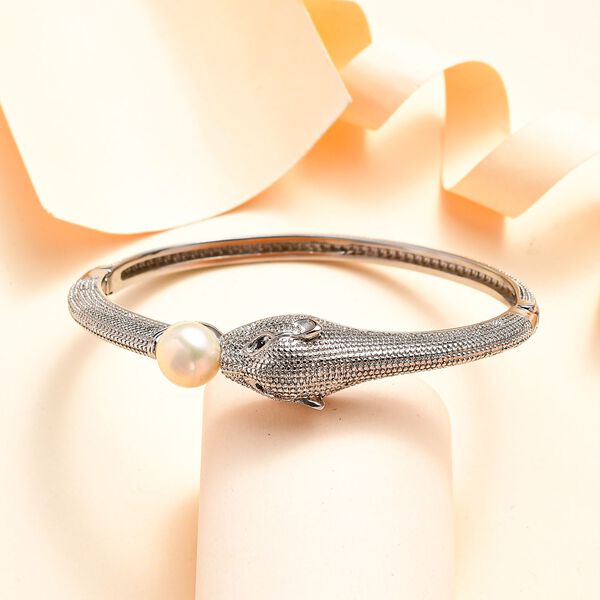 Süßwasserperle und schwarzer Spinell-Armreif image number 2