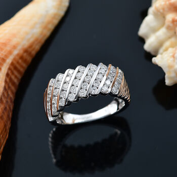LUXURIANT SGL zertifizierter VS-EF Labor Diamant Ring, 925 Silber rhodiniert - 1 ct.