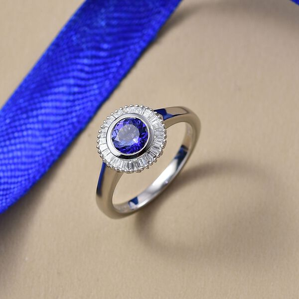 Rhapsody AAAA Tansanit, Weißer Diamant Ring 950 Platin (Größe 17.00) ca. 1,05 ct image number 1