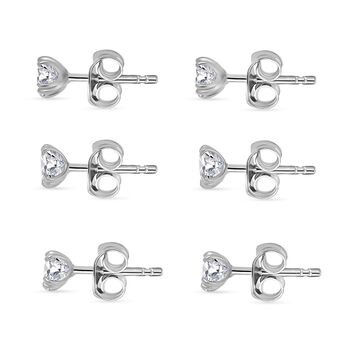 3er Set- D'Joy Moissanit Ohrringe, 925 Silber platiniert ca. 2.58 ct