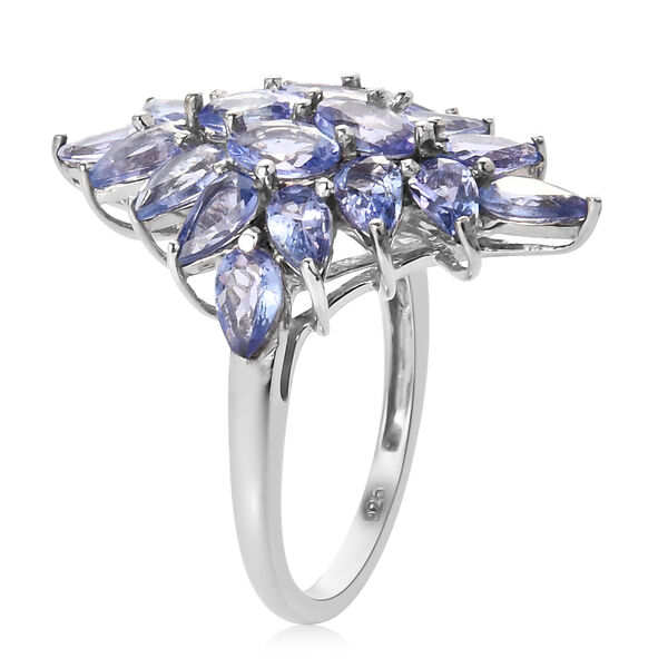 Tansanit Cluster Ring 925 Silber Platin-Überzug image number 5