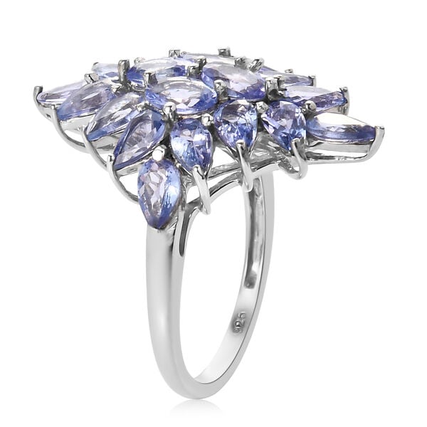 Tansanit Cluster Ring 925 Silber Platin-Überzug image number 5