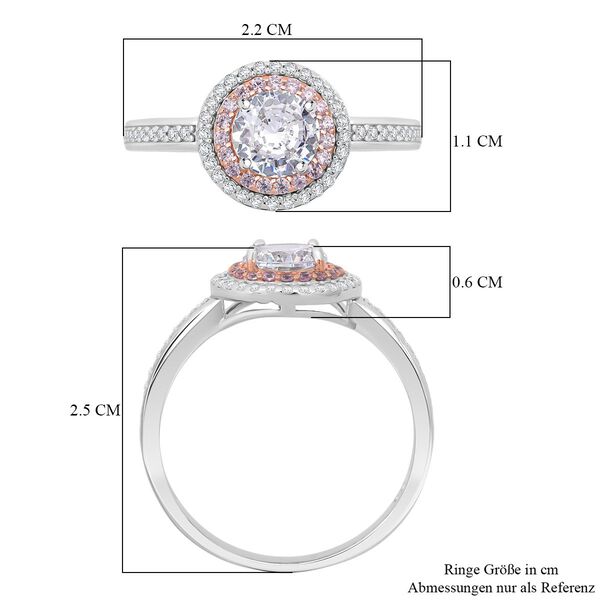 Lustro Stella Wei&szlig;er Zirkonia, Rosa Zirkonia Ring 925 Silber rhodiniert (Gr&ouml;&szlig;e 17.00) image number 6